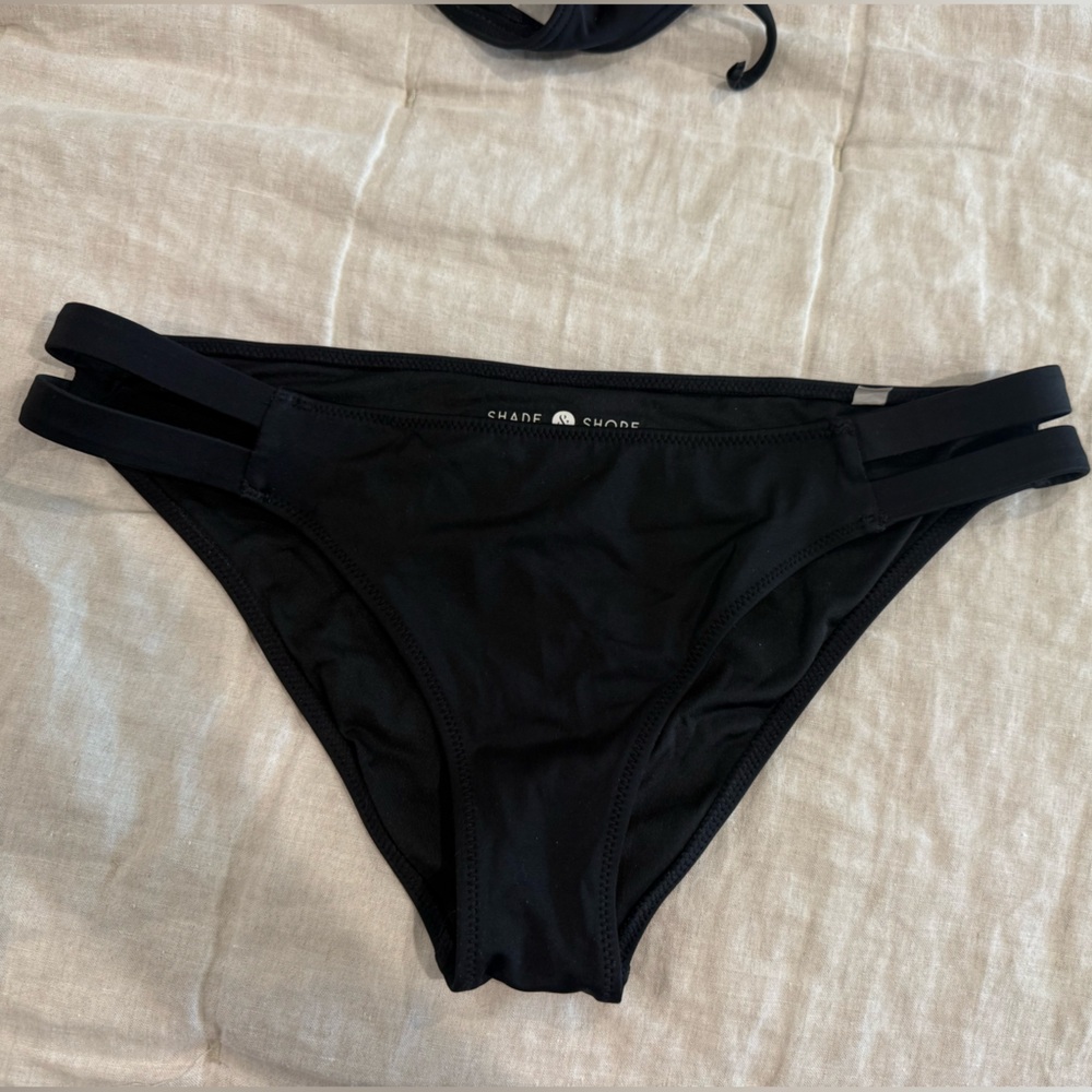 Shade & Shore Black Bikini Bottom with Double Strap